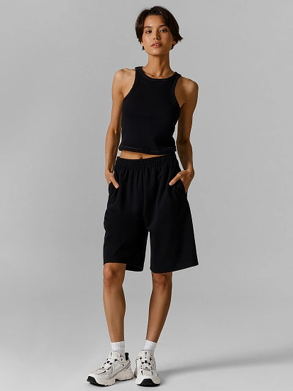 картинка Шорты домашние женские черные с высокой посадкой от магазина стильной одежды Mark Formelle