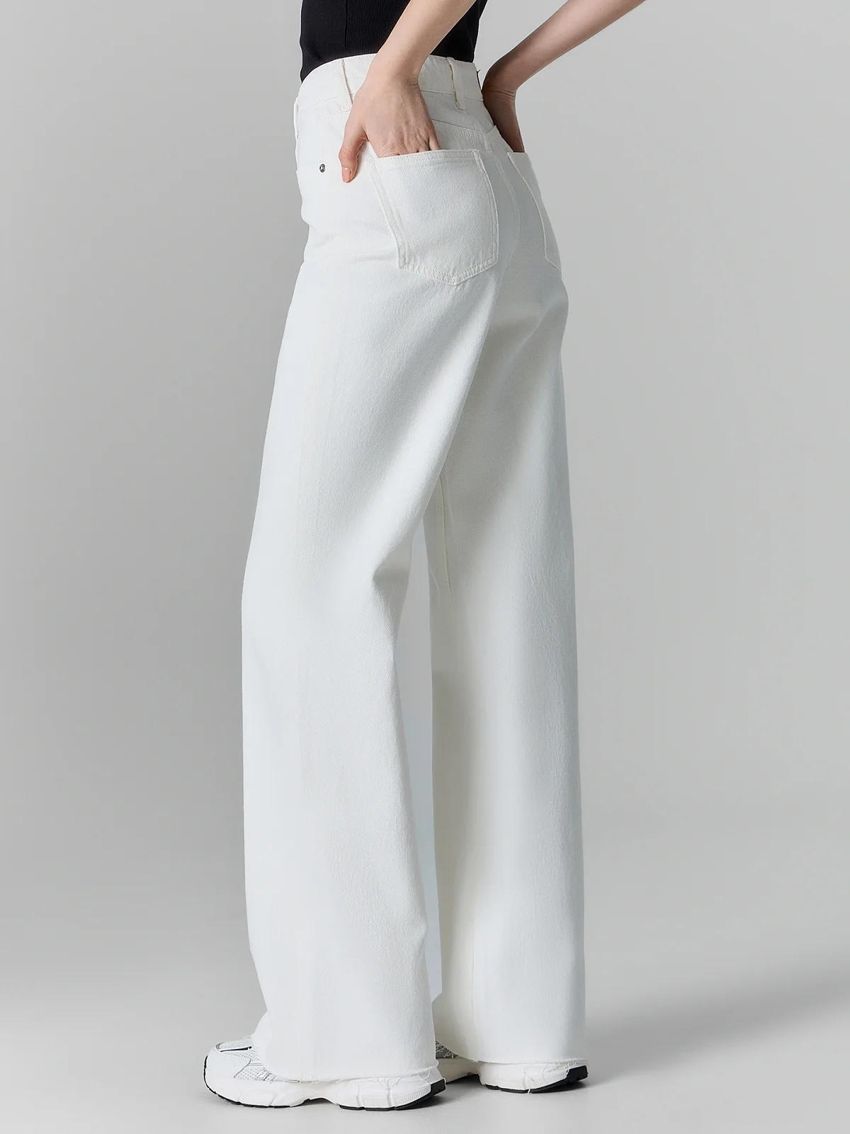 Джинсы женские wide leg белые с высокой посадкой