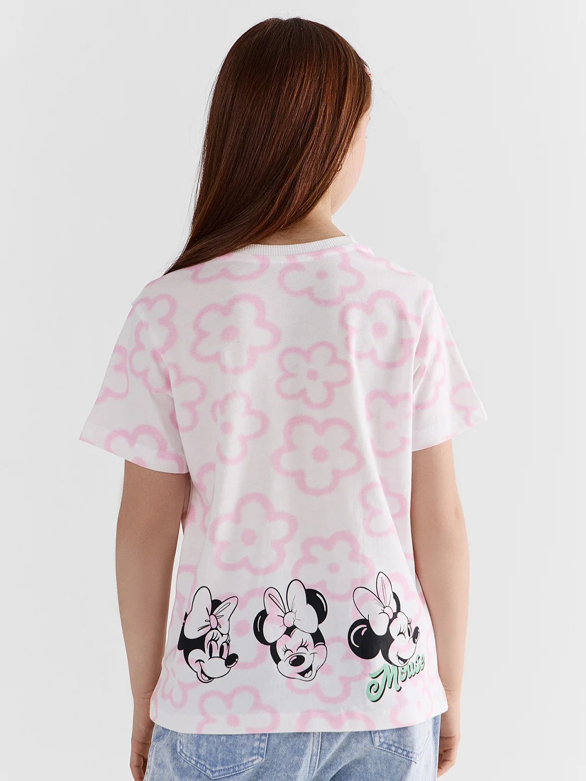 Футболка для девочек белая с принтом Минни Маус - 3