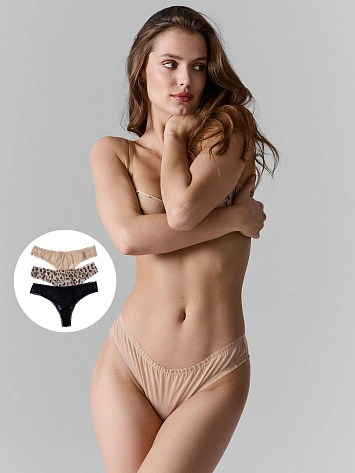 Трусы женские из сетки в наборе, 3 шт