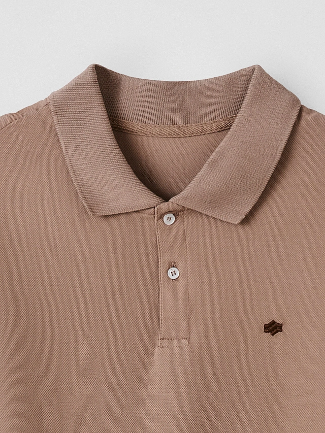 Поло мужское бежевое из хлопка пике - 7