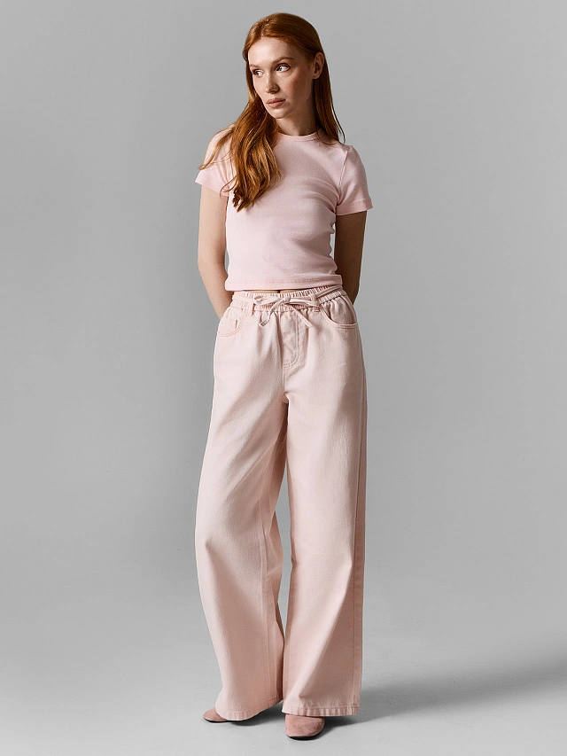 Джинсы женские wide leg розовые - 2