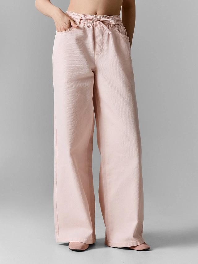 Джинсы женские wide leg розовые - 3