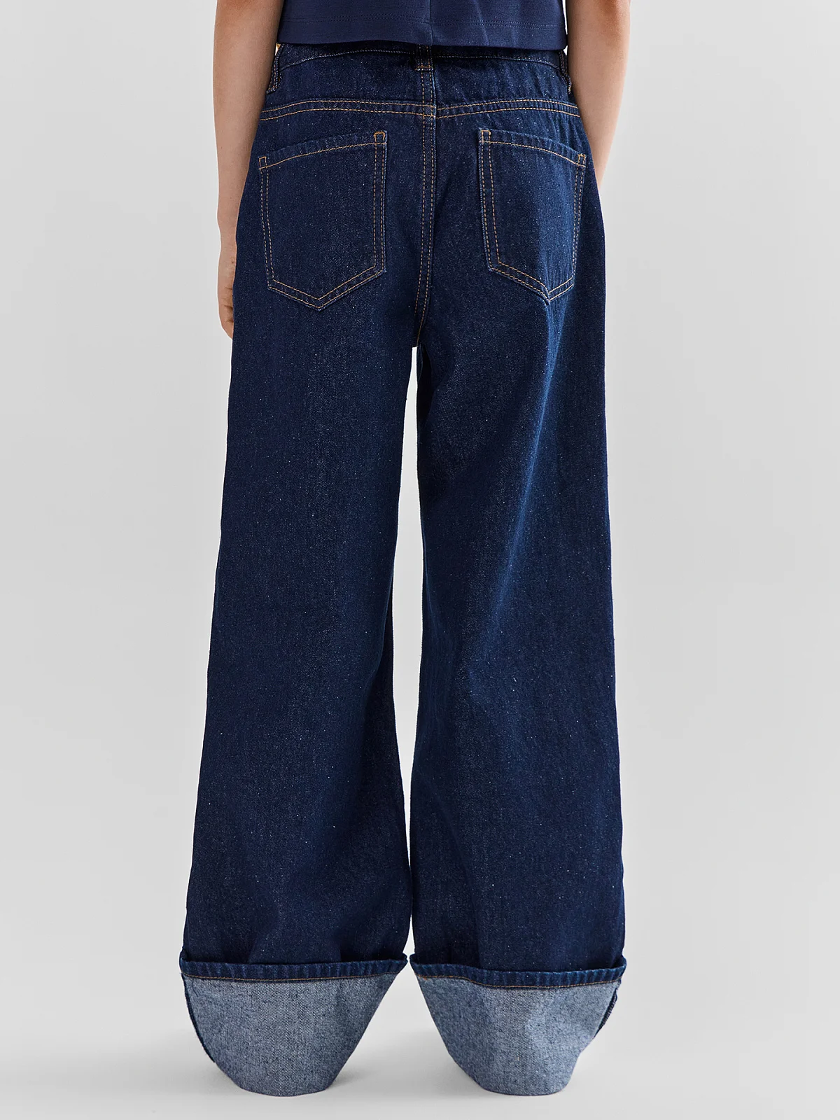 Джинсы Wide leg для девочек синие - 5