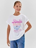 Футболка для девочек белая с принтом