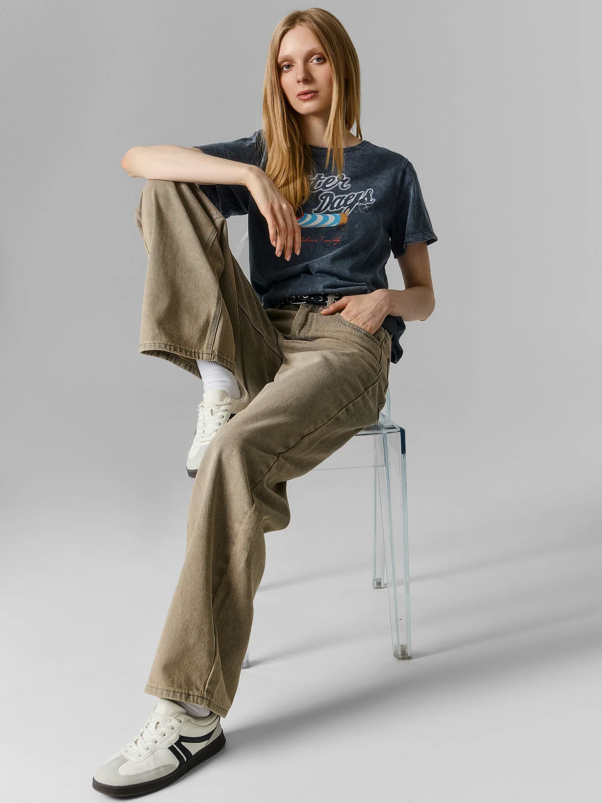Джинсы женские Baggy fit серые