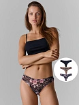 Трусы бразилиана женские черные в наборе, 3 шт