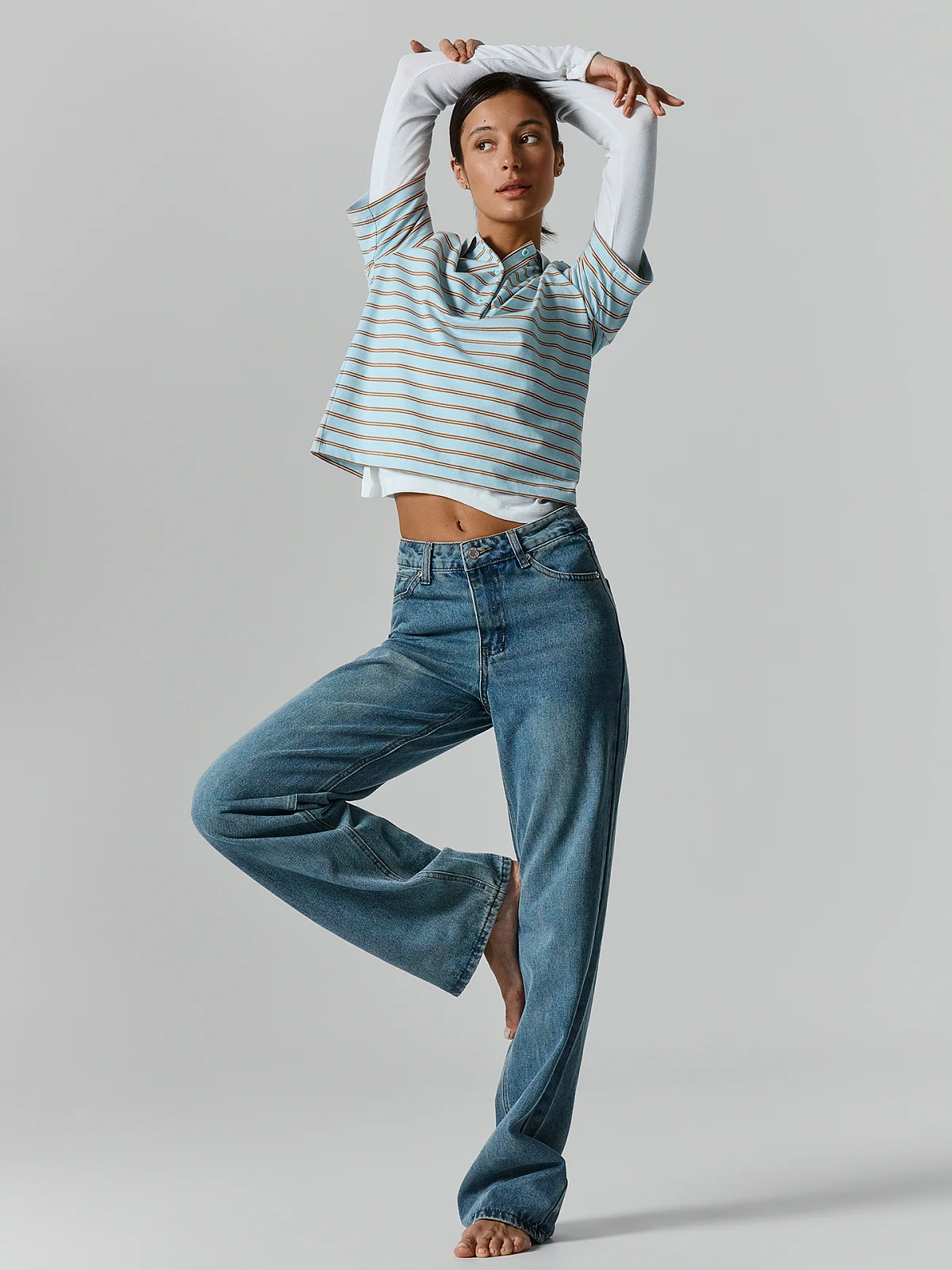 Джинсы Straight fit женские голубые