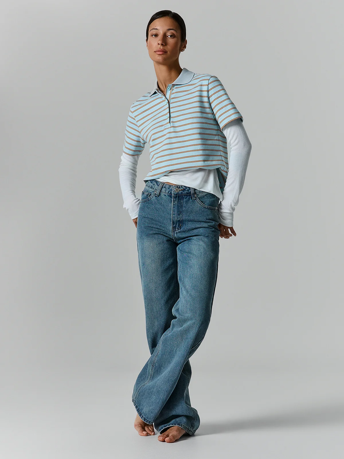 Джинсы Straight fit женские голубые