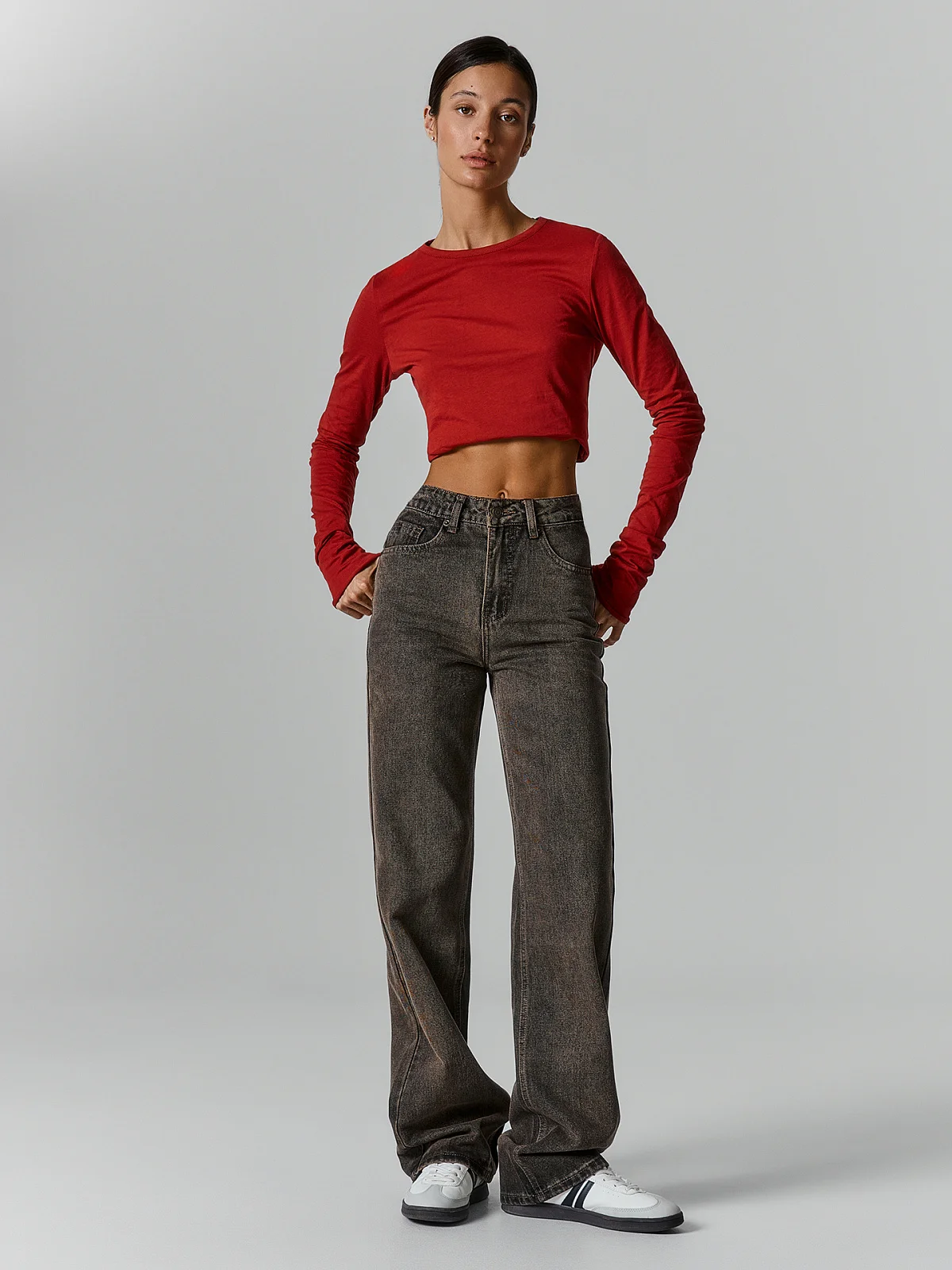 Джинсы Straight fit женские серые