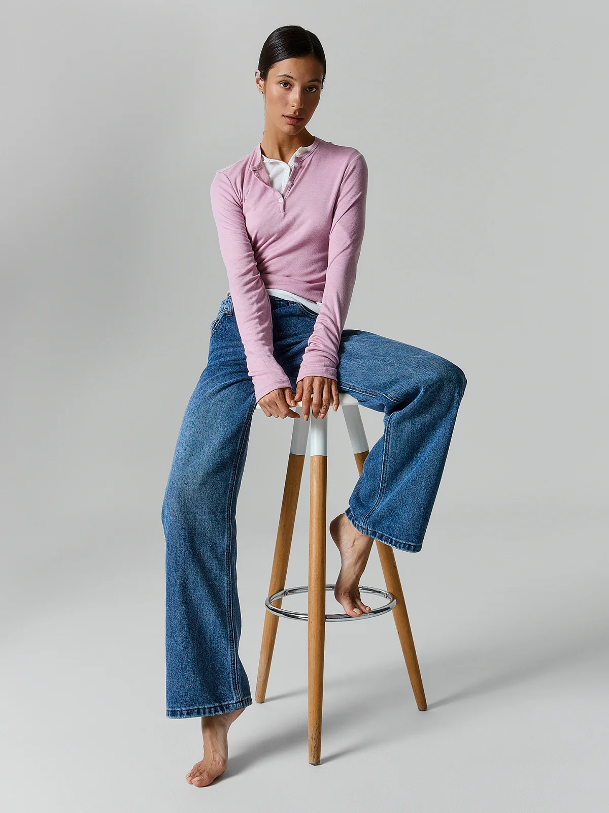 Джинсы Wide leg fit женские синие