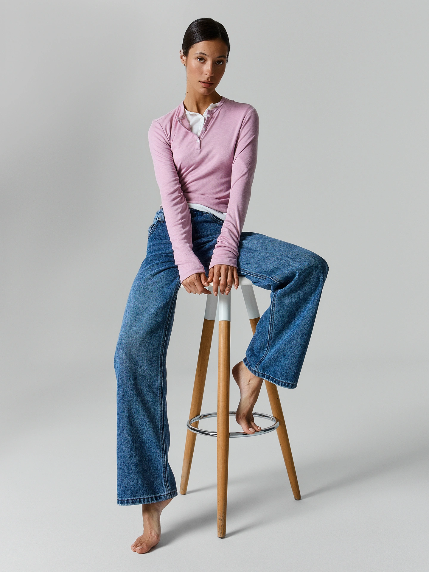 Джинсы Wide leg fit женские синие