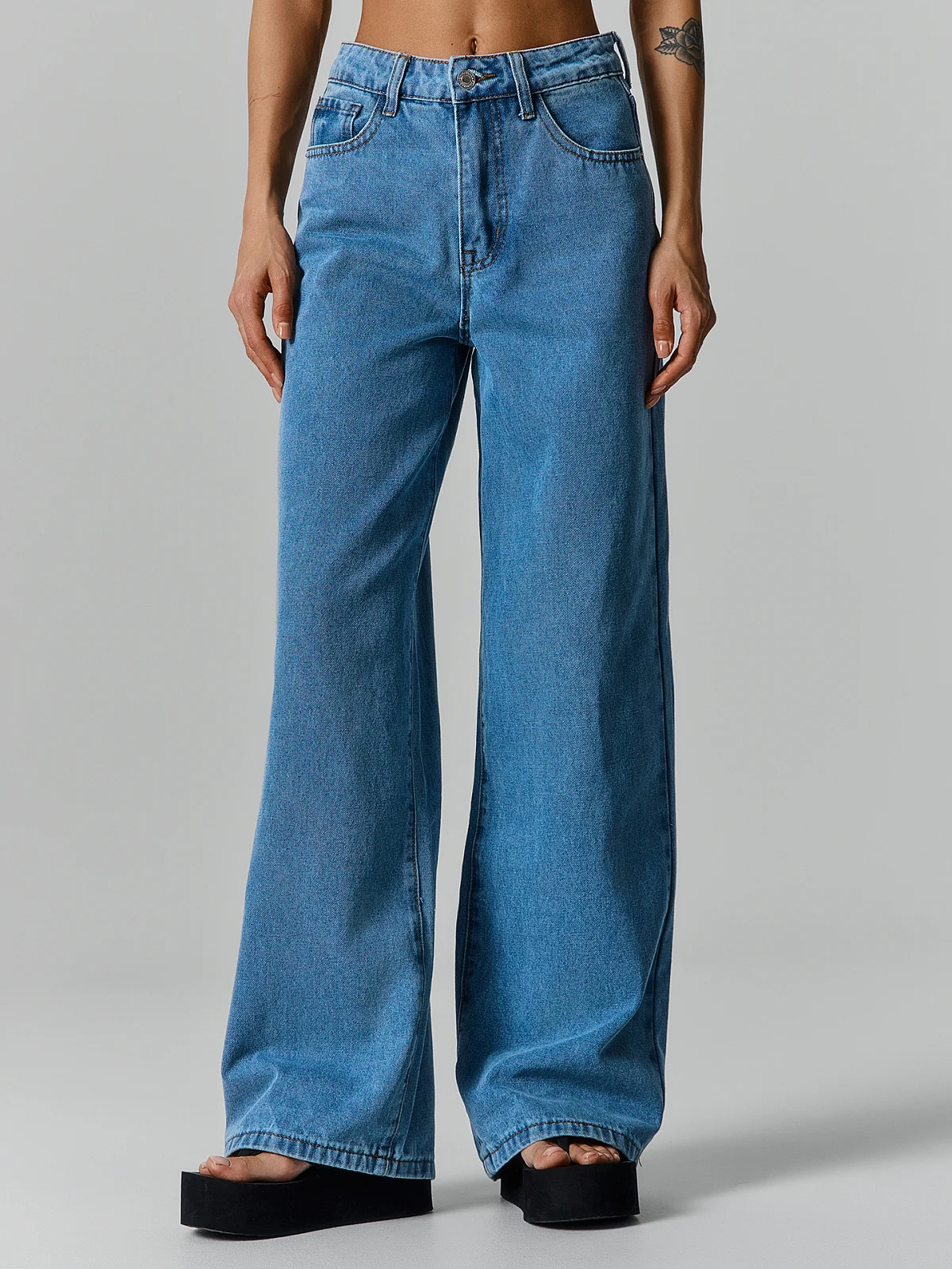 Джинсы Wide leg fit женские синие - 6