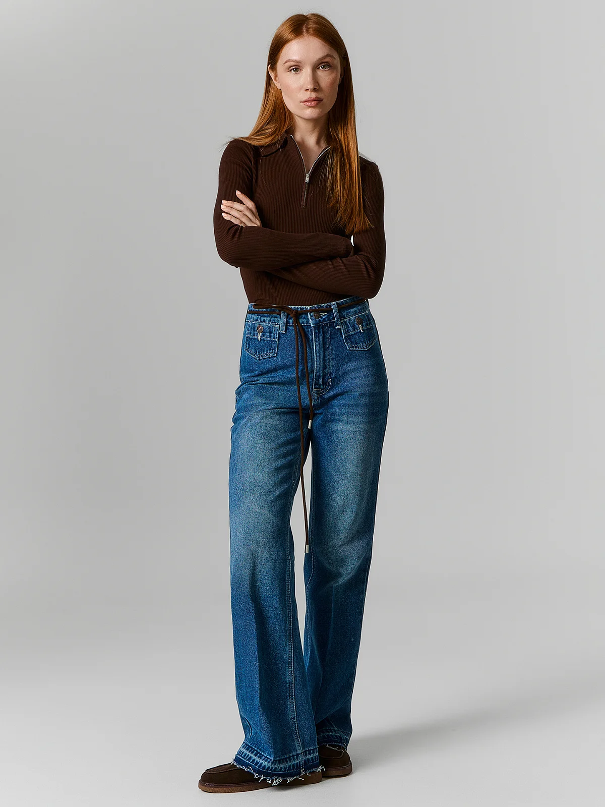 Джинсы Flare fit синие женские - 5